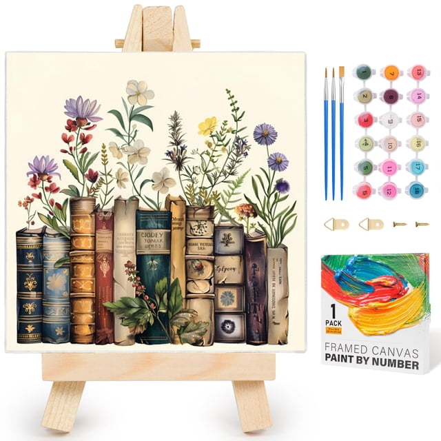 Kit de pintura por números Yezavesu con marco 25 x 25 cm, flores