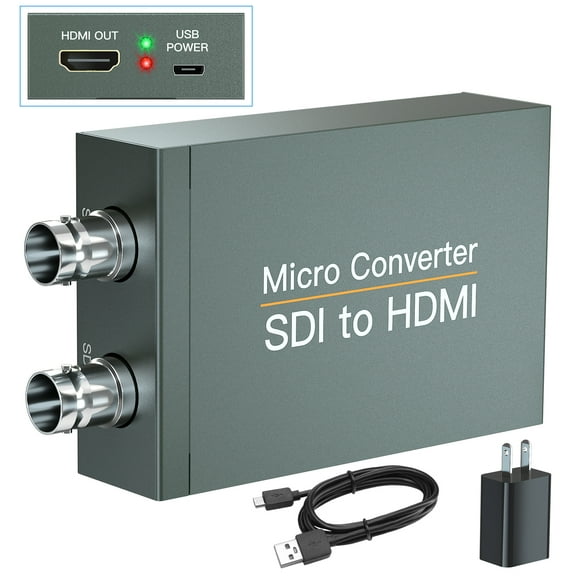 SDI to HDMI Converter with SDI Loop Out, Support 3G-SDI/ HD-SDI/ SD-SDI Up to 1080P, Auto Format Detection, Audio De-embedder