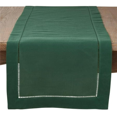 

SARO 6307.JG16120B 16 x 120 in. Rectangular Classic Hemstitch Border Table Runner - Jasper Green