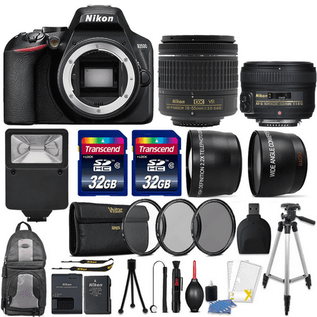 Nikon D3500 24.2MP Digital SLR Camera with Nikon 18-55mm and 50mm 1.8G 2 Lens Specialty Kit for