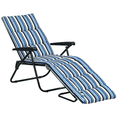 thumbnail image 1 of Outsunny Folding Lounge Chair w/ Cushion, Adjustable Back, Blue and White, 1 of 10