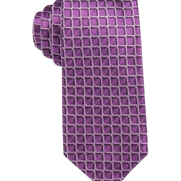 Alfani Mens Leonard Grid Self-tied Necktie, Purple, One Size