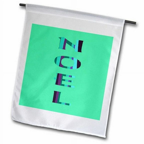 3dRose, Noel, Purple and Aqua on Green, 12 x 18 inch Garden Flag