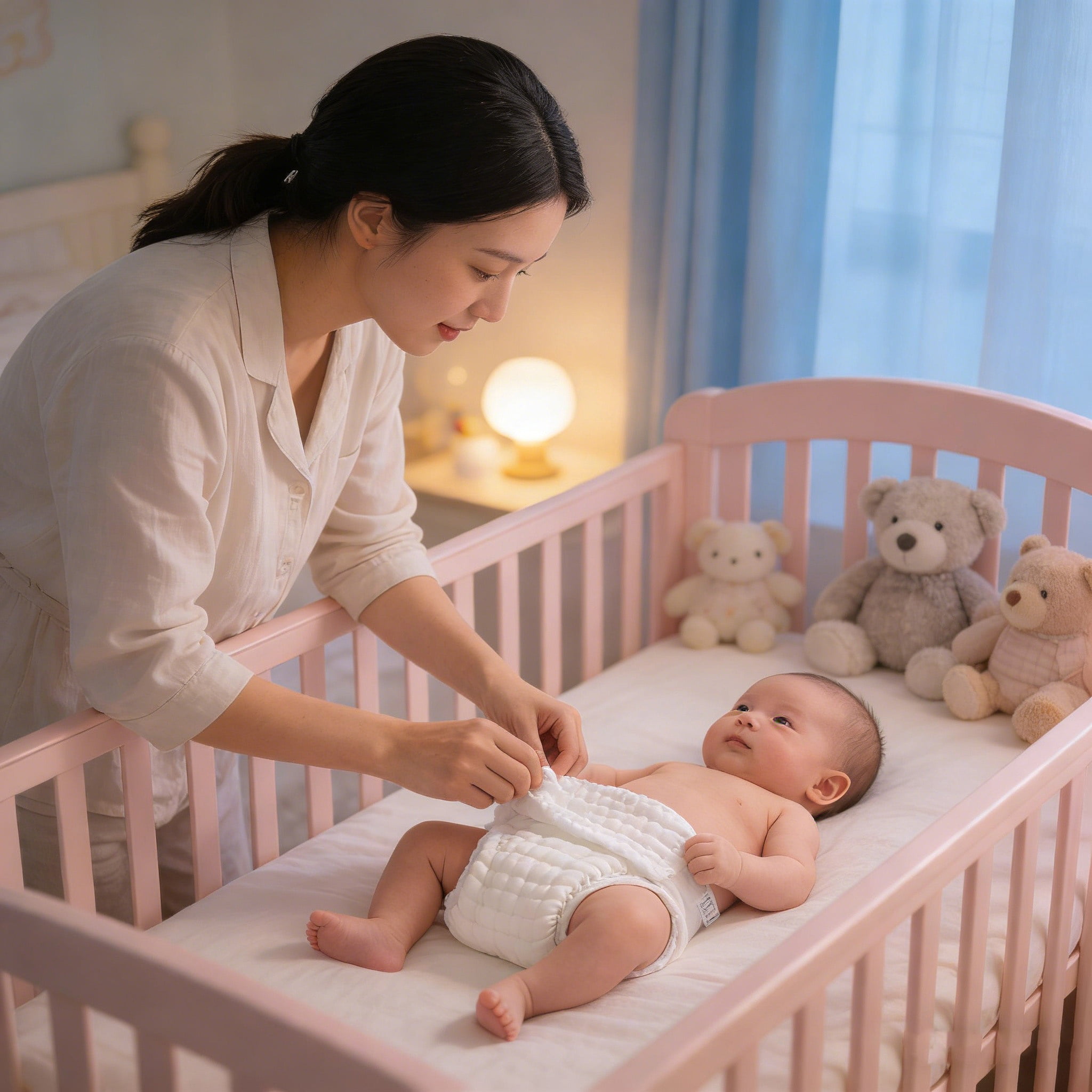 Ultra Soft Cotton Gauze Reusable Washable Baby Cloth Diaper, Superior Absorbency Water-Tight Leakproof Skin-Friendly Diaper, 2-in-1 Nursing Cushion for Daily Use & Travel