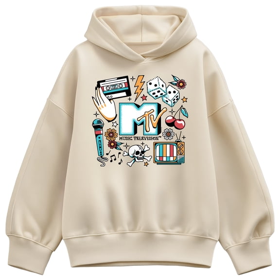 MTV - MTV Flash Tattoos - Women's Oversized Fleece Hoodie Sweatshirt
