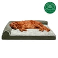 thumbnail image 5 of FurHaven Pet Products Two-Tone Faux Fur & Suede Memory Top Deluxe Chaise Lounge Pet Bed for Dogs & Cats - Dark Sage, Jumbo, 5 of 13