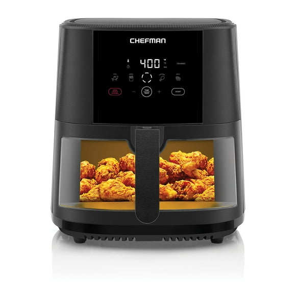 Chefman Freidora de aire de fácil vista interior la forma más saludable de cocinar sin aceite observe cómo cocina los alimentos con un acabado crujiente a través de una ventana conveniente 7.5 L Negro