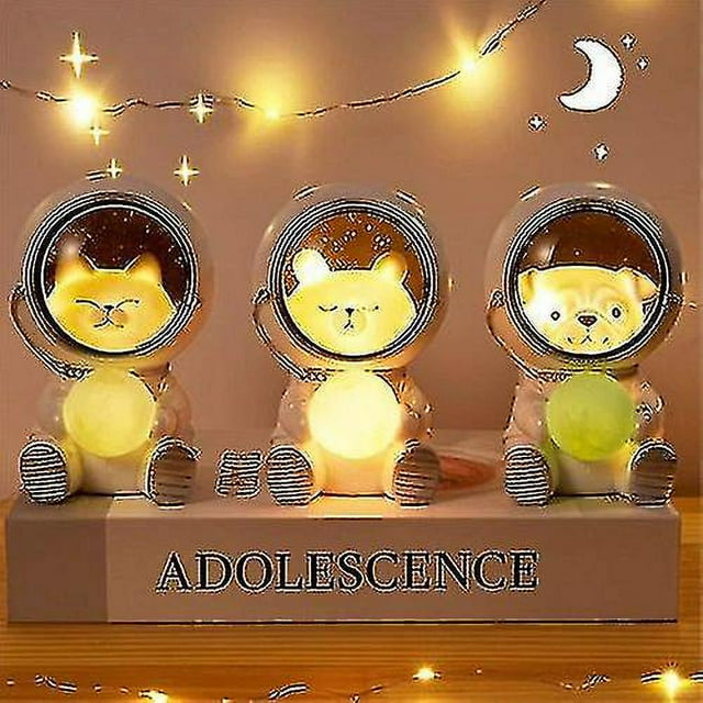 Creativo lindo Galaxy Guardian mascota astronauta USB luz nocturna personalidad dormitorio decoración luces estrella luz niños juguetes regalo de cumpleaños (gato)