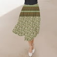 thumbnail image 4 of Viikei Ruffled Skirt in Cotton,Women's Casual Flowers Printed A-line Elastic Waist Skirt Army Green XXL, 4 of 6