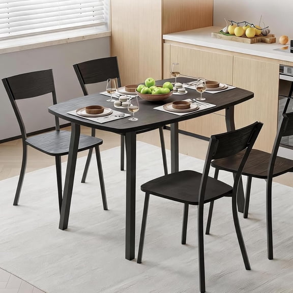 5 Piece Dining Table Set for 4, 43" Kitchen Table and Chairs, Space-Saving