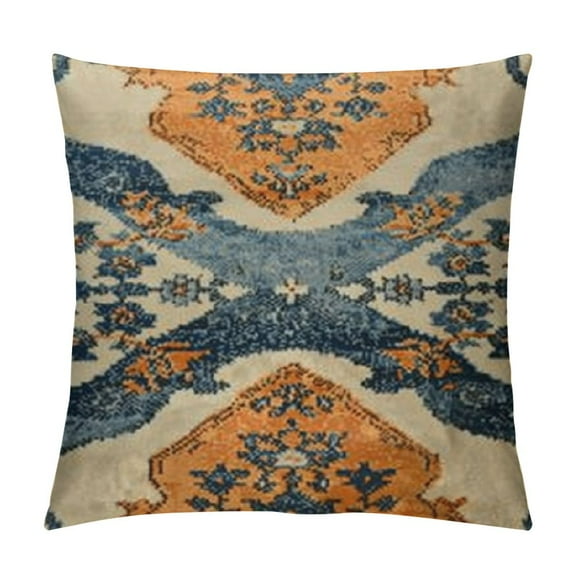 PRATYUS Brown Navy Blue Ethnic Boho Pillow Covers Bohemian Carpet Lumbar Pillow Cases Vintage Black Tan Floral Rectangular Pillow Cases with Zipper Home Decor for Room Bedroom Bed Cushion