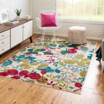 Unique Loom Azalea Collection Area Rug - Indica (9' x 12' Rectangle Ivory/Teal)