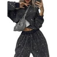 thumbnail image 3 of Women'S Two Piece Sets Glitter Star Tops Tee Shirt Pantsuits Concert Rave Outfits Black XXXL, 3 of 9