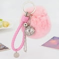 thumbnail image 4 of SPRING PARK Women Hollow Ball Pompom Keychain Keyring Car Key Ring Chain Charm Bag Pendant Decor, 4 of 8