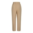 thumbnail image 5 of Hxshgdsn Summer Casual Pants Womens Elasticated Waist Wide Leg Loose Straight Full Length Comfy Pants with Pockets,Khaki,M, 5 of 6