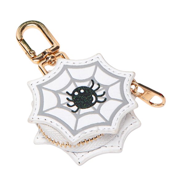 5.91 Inch PU Halloween Spider Web Keychain Coin Purse, Leather Bag Charm Pouch, Spooky Festive Accessory for Party Favor (Spider Web)