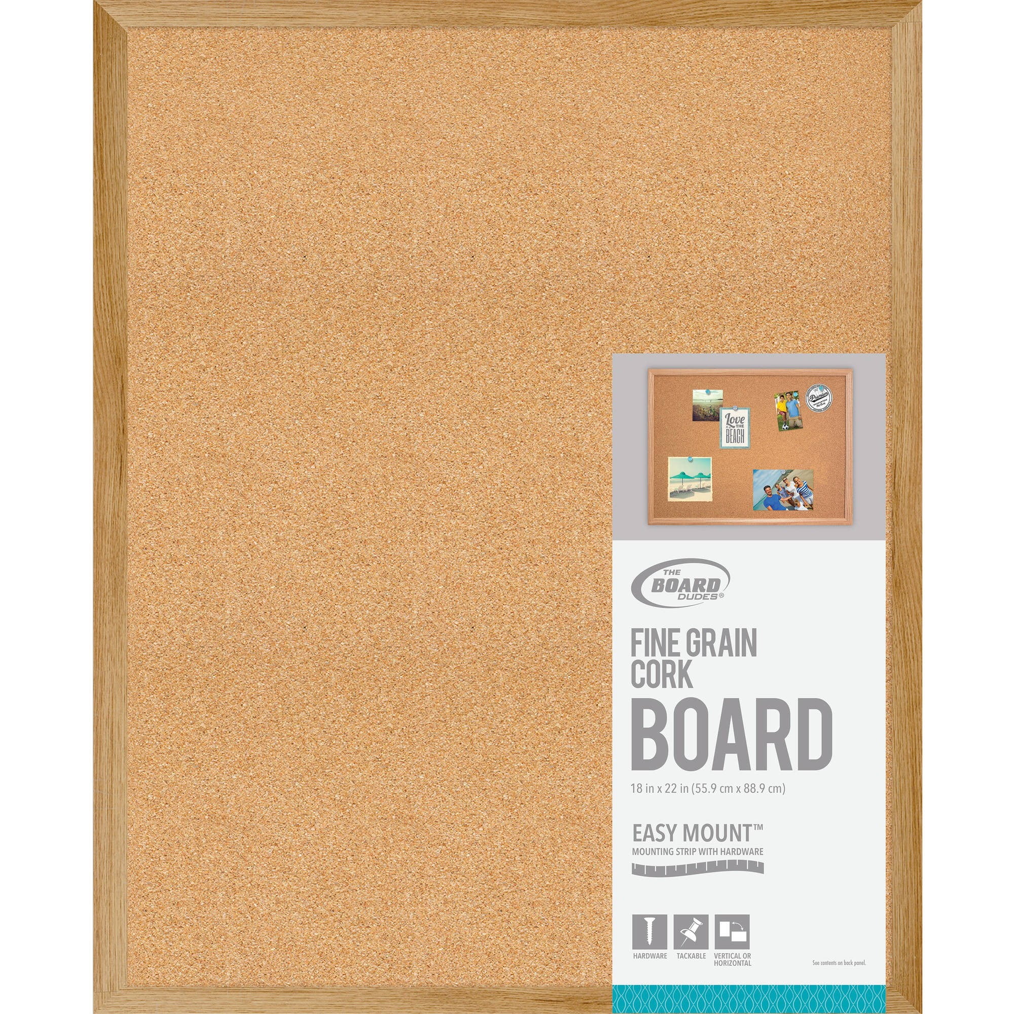 22x18 Board Dudes Cork Board Wood Style