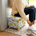 thumbnail image 5 of SCRAWLGOD Daisy Floral Print Yellow White Ottoman Cover Stretch Square Ottoman Slipcover for Foot Stool, Anti-Scratch Folding Storage Furniture for Living Room with Nonslip Elastic Bottom, 5 of 7