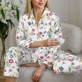 thumbnail image 6 of Pajama Sets for Women 2 Pcs, Summer floral Button Down Long Sleeve Sleepwear Lounge PJ Sets, 6 of 6