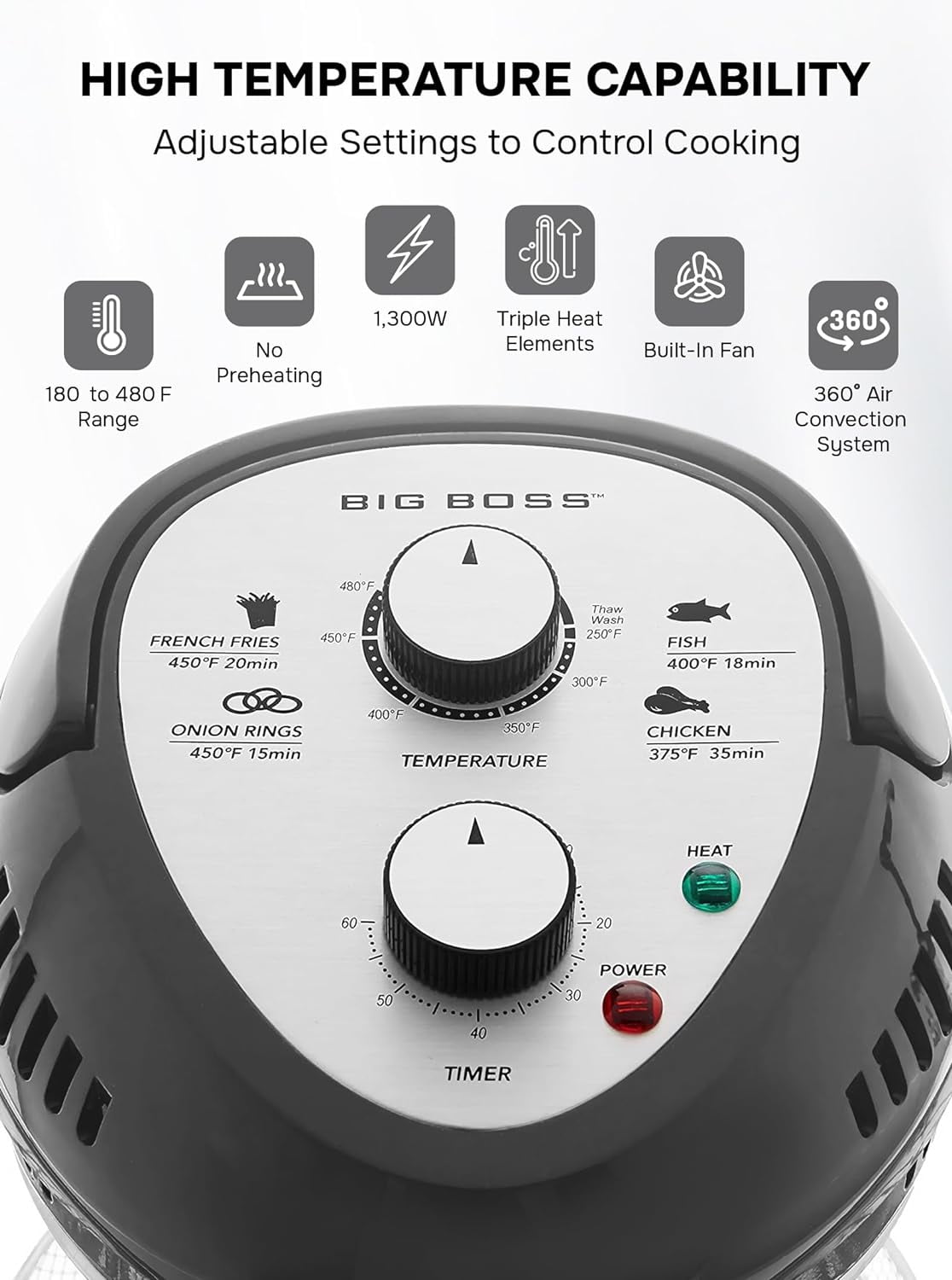 Big Boss Oil-less Air Fryer, 16 Quart, 1300W, Easy  - Best Buy