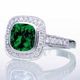 thumbnail image 2 of 1.5 Carat Cushion Cut Emerald and Diamond Halo Vintage Engagement Ring for Women on 10k White Gold, 2 of 2