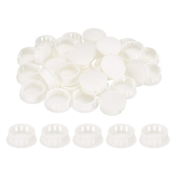 50pcs Nylon Plastic Hole Plugs, 1"(25mm) Round Drill Screw Hole Plugs Covers for Kitchen Cabinet Furniture White