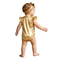 thumbnail image 4 of Hansber 2Pcs Metallic Outfit for Baby Girls Sparkly Romper Toddlers Birthday Party Fancy Dress Up Gold 18-24M, 4 of 7