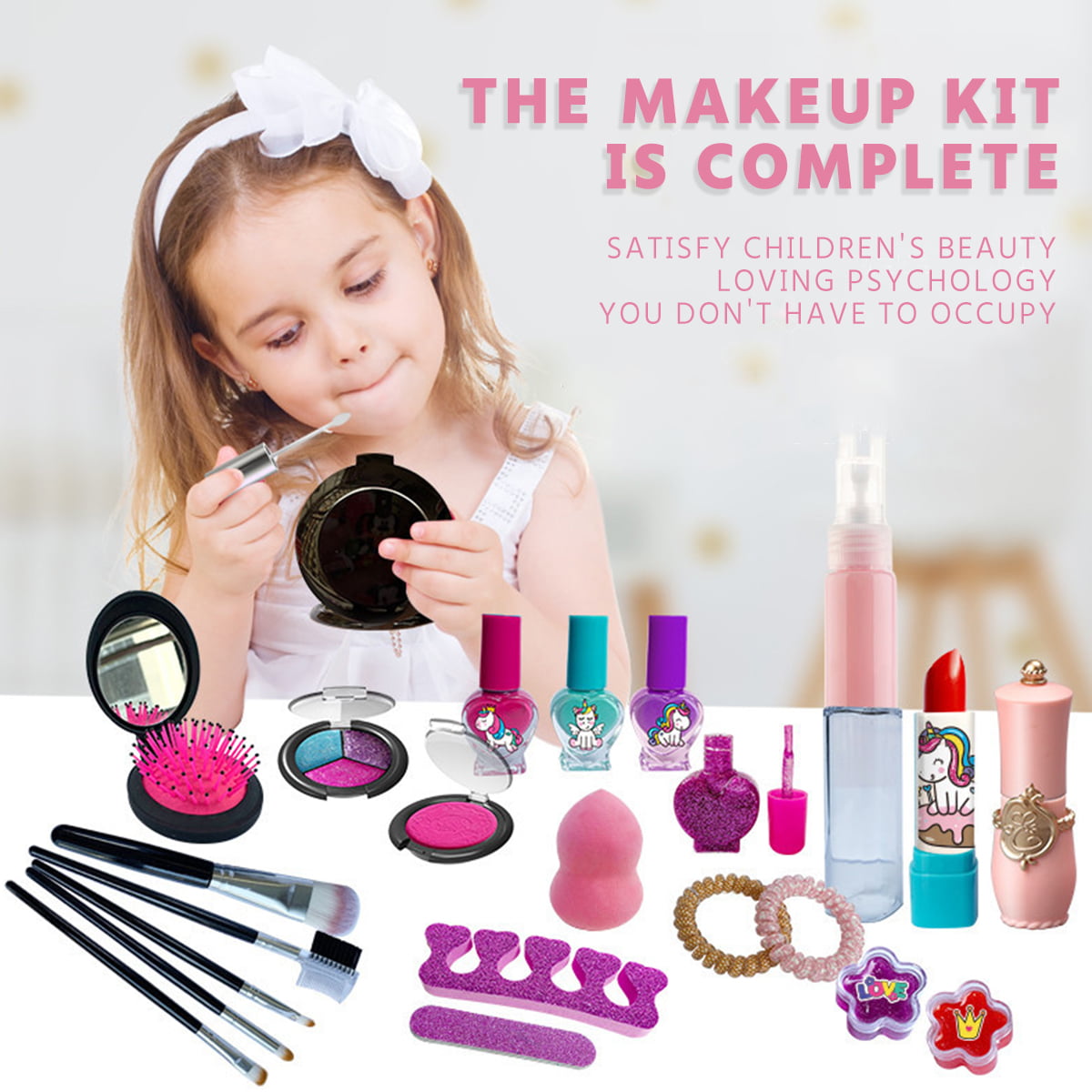 Kids Makeup Kit for Girl, Babbyo 56Pcs Kids Make up, Safety
