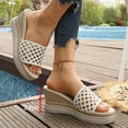 thumbnail image 4 of Women's Open Toe Mesh Platform Mules Slip On Breathable Beach Sandals Non Slip Walking Wedge Slides Shoes White Size 7.5, 4 of 8