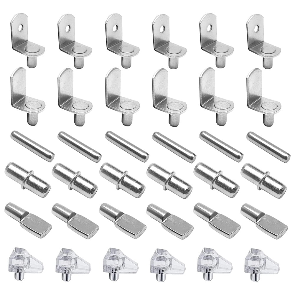 72Pcs Shelf Pegs Support Kit, 6 Styles Shelf Pins, Nickel Plated Shelf Pegs for Shelves