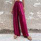 thumbnail image 2 of Pantalones De Pierna Ancha Plisados De Talle Alto Color Puro Con Cinturón Ajuste Casual Pantalones De Pierna Ancha Plisados Para Mujer Amaranto L, 2 of 7