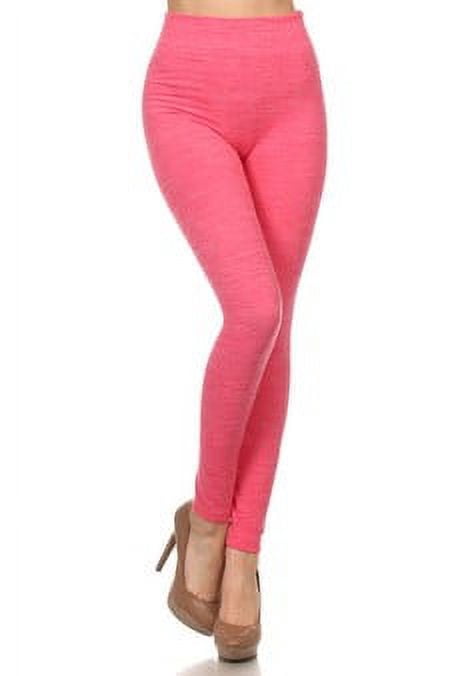K-Cliffs Women's One Size Heathered Color Fleece Leggings [Athleisure Pants], One size Fits Most, Fuchsia