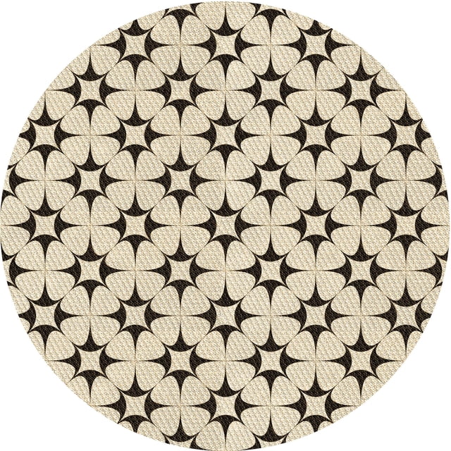 Ahgly Company Tapis d'Intérieur Rond Lavable en Machine Beige Blé Transitionnel, 4 Pieds Rond