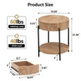 thumbnail image 3 of Round Farmhouse End Table with Drawer – Wooden Circle Side Table with Metal Frame, Ideal Nightstand for Living Room, Bedroom & Small Spaces, 3 of 7