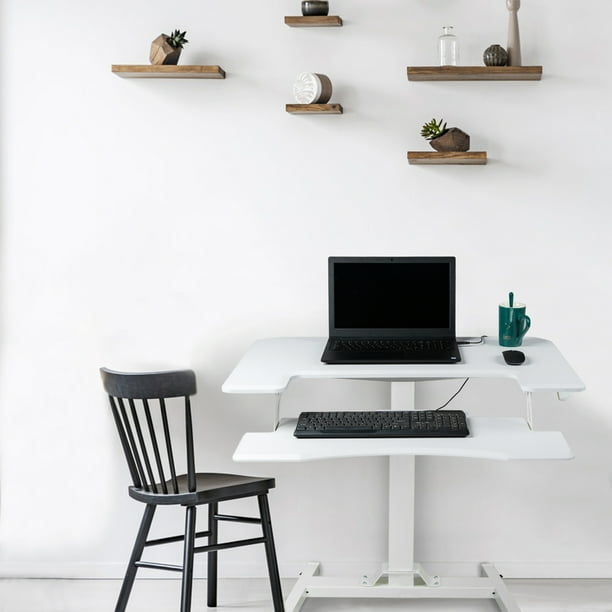 Dual Motor Height Adjustable Electric Standing Desk With Keyboard Tray 4 Casters Heavy Steel Base Movable Workstation Over Bed Sofa Sit Stand Table Splice Board Black Frame White Com Dual Motor Height Adjustable Electric, Height Adjustable Electric Standing Desk With Keyboard Tray