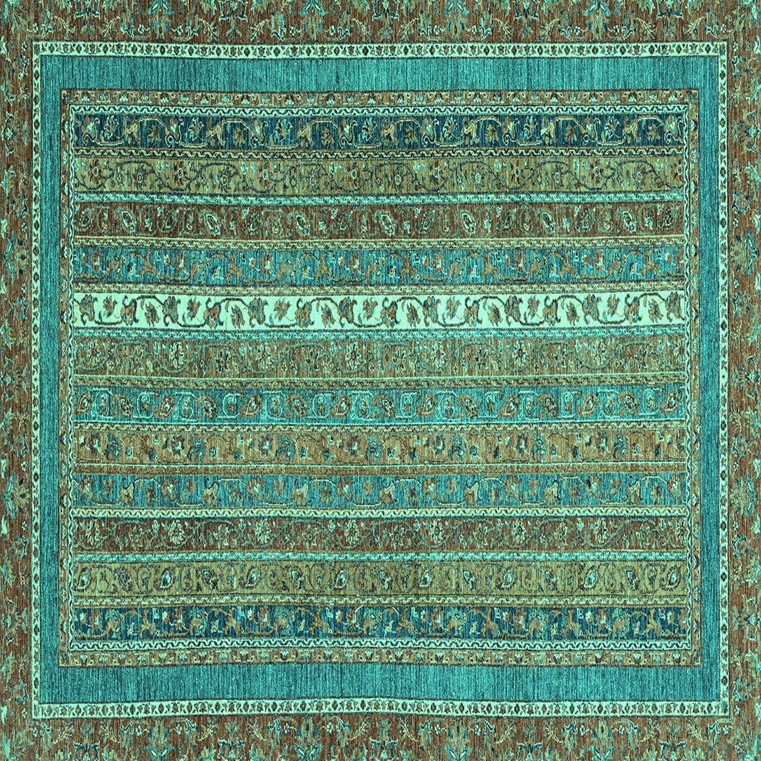 Ahgly Company Machine Washable Indoor Square Abstract Turquoise Blue ...