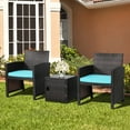 thumbnail image 1 of Gymax 3PCS Patio PE Rattan Conversation Furniture Set Bistro Set w/ Waterproof Cover Turquoise, 1 of 10