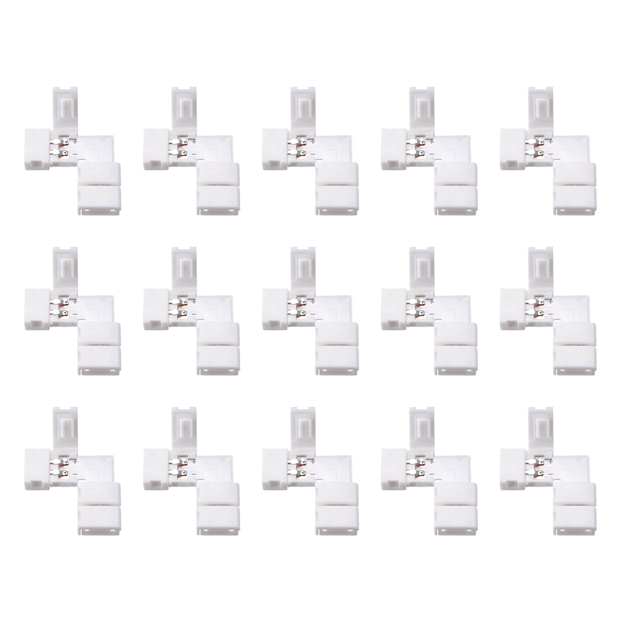 8mm 2P L-shape LED Strip Connector Corner for Single Color 3528 Lights 15Pcs