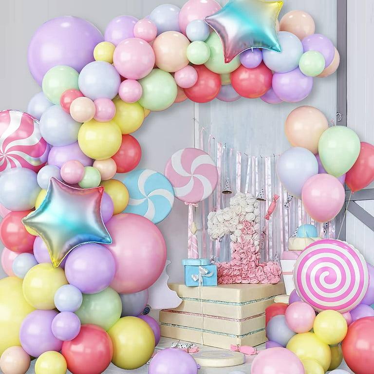Pastel Balloons,Party Pastel Balloons Macaron Candy Colored Latex Balloons,Birthday Balloons,Birthday Balloons for Girls,Happy Birthday Decorations