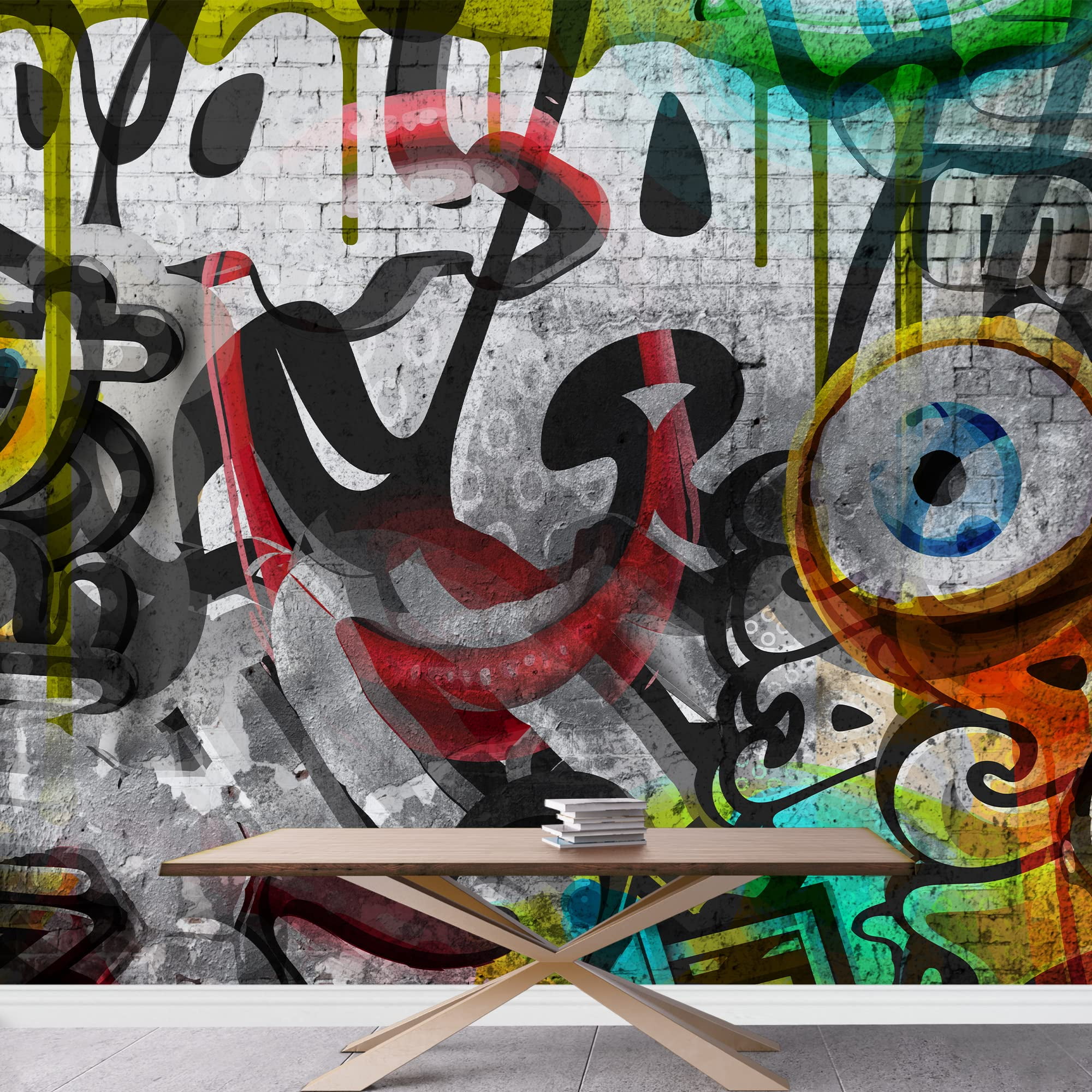 wall26 - Colorful Graffiti - Large Wall Mural, Removable Peel and Stick Wallpaper, Home Decor - 66x96 inches