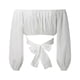 thumbnail image 5 of Top corto con hombros descubiertos y lazo para atar, manga larga, para mujer - Blusa con ribete elástico y puños con volantes - Sexy para fiestas y citas, 5 of 5