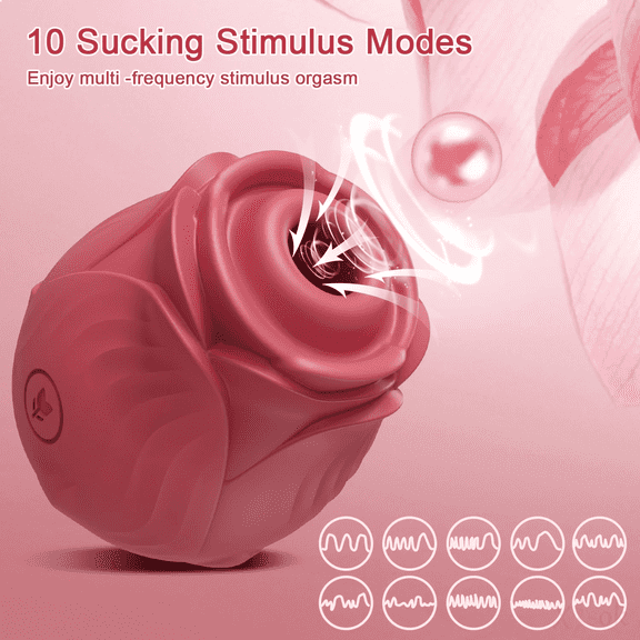 Rose Vibrator Toys, Female Clitoris Sucker Vacuum Stimulator Flirting Toys, Nipples And Clit Sucking Sex Toys, Magnetic Rechargeable Waterproof And Shower Use Adult Supplies(Red）