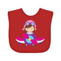 Inktastic Pilot Girl, Airplane, Plane, Flying, Brown Hair Girls Baby Bib