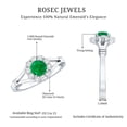thumbnail image 6 of Rosec Jewels Natural Emerald Floral Ring with Diamond Halo - AAA Quality, 925 Sterling Silver, US 4.00, 6 of 7