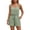 10#Cyan, variant on Womens Romper Sleeveless Spaghetti Strap Linen Overalls V Neck Button Front Drawstring Waist Jumpsuit Shorts with Pockets Light Green L