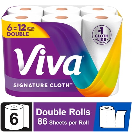 Viva Signature Cloth Paper Towels, 6 Double Rolls, 86 Sheets per Roll