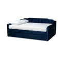 thumbnail image 2 of Baxton Studio Lennon Modern and Contemporary Navy Blue Velvet Fabric Upholstered Full Size Daybed with Trundle, 2 of 7