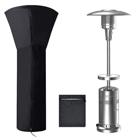 KEEPJOY 420D Patio Heater Cover, Waterproof with Zipper, Outdoor Propane Heater Cover for Any Season, Size 89'H x 33'Dx19'B，Black