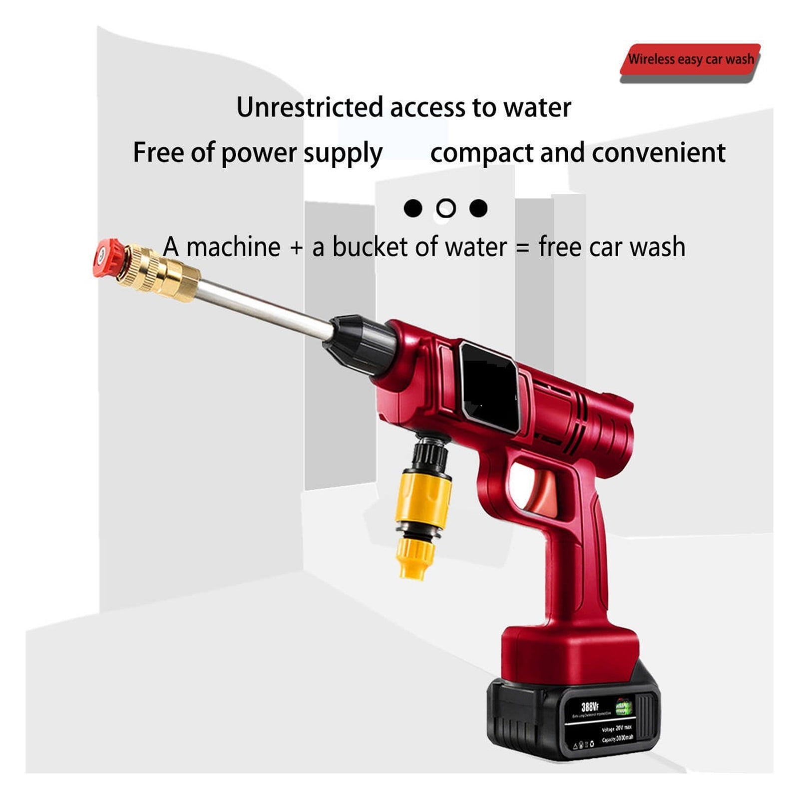 Cordless High Pressure Car Washer Spray Water Gun Portable Car Wash Pressure Cleaner Cleaning Machine For 18V Battery ,Effortless cleaning