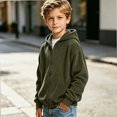 thumbnail image 4 of HAOTAGS Boys Zip Up Hoodie (3-14) Warm Zipper Long Sleeve Casual Hooded Jacket Army Green Size 5T, 4 of 8